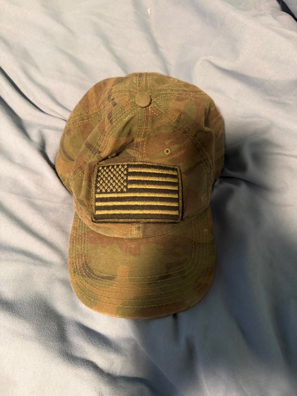 47 Brand Camo Baseball Cap with Olive American Flag Patch